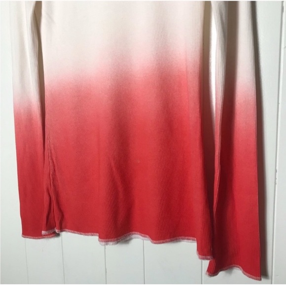 GGO Fine Organic Clothier Thermal Ombré Long Sleeve Top Shirt Coral White XL - Picture 5 of 7